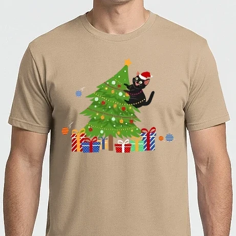 Férfi Imperial póló - Christmas tree with cat