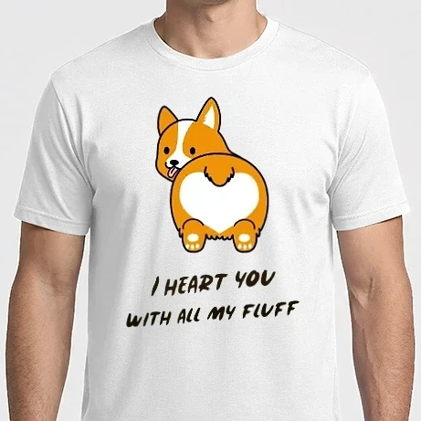 Férfi Imperial póló - I heart u with all my fluff- Szeretlek minden szőrömmel-angol feliratos szÍv formájú corgi fenék
