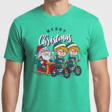 Férfi Imperial póló - Merry Christmas Télapó Bringás szánnal