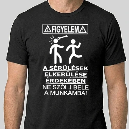 Férfi Alap póló - Sérülések elkerülése fehér szöveggel