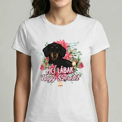 Női Imperial póló - Xmas floral doggo Tacskó