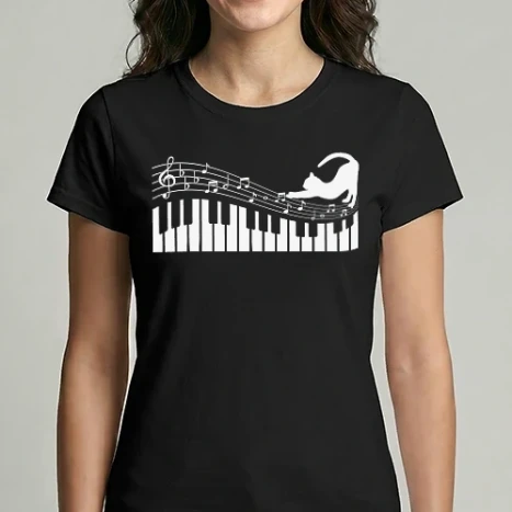 Női Imperial póló - Cicás kotta