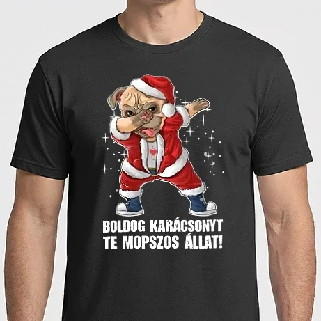Férfi Imperial póló - Boldog Karácsonyt Te Mopszos Állat Clean