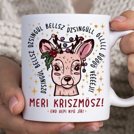 Fehér bögre - Meri kriszmösz dzsingül bellsz bögre méret