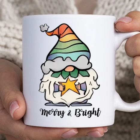 Fehér bögre - Cuki karácsonyi törp