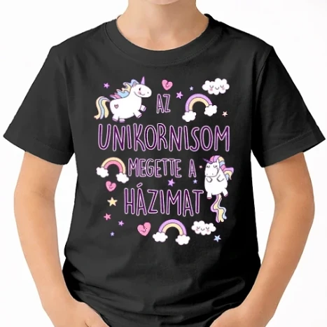 Uniszex gyerek Póló - Az unikornisom megette a házimat