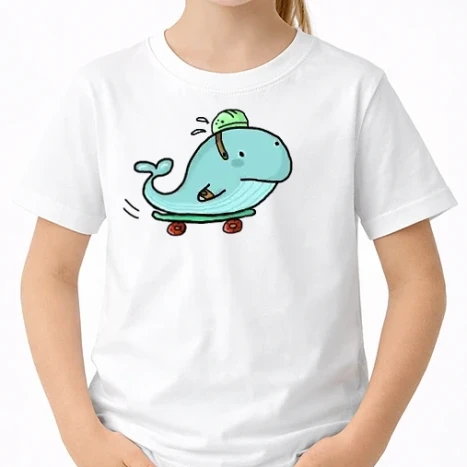 Uniszex gyerek Póló - Gördeszkázó bálna