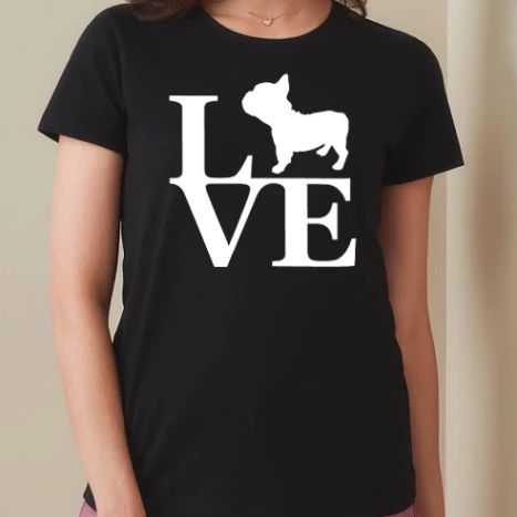 Női prémium kerek nyakú póló  - Love Francia Bulldog