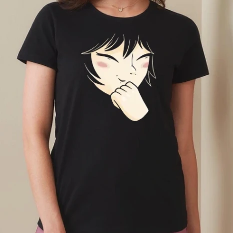 Női prémium kerek nyakú póló  - Anime csaj