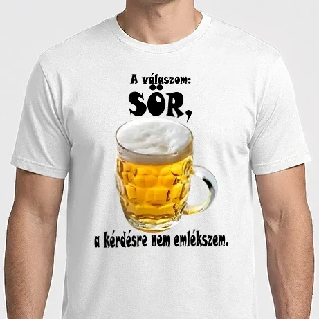 Férfi Imperial póló - A válaszom sör fekete felirattal