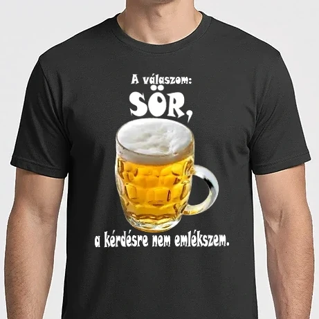 Férfi Imperial póló - A válaszom sör fehér felirattal