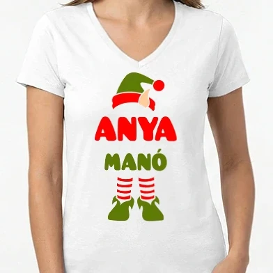 Női V-nyakú póló - Anya manó