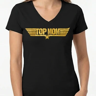 Női V-nyakú póló - Top Mom Gold - RC