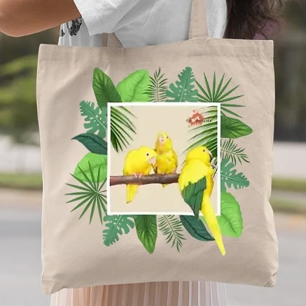 Vászontáska - Tropical style papagájok