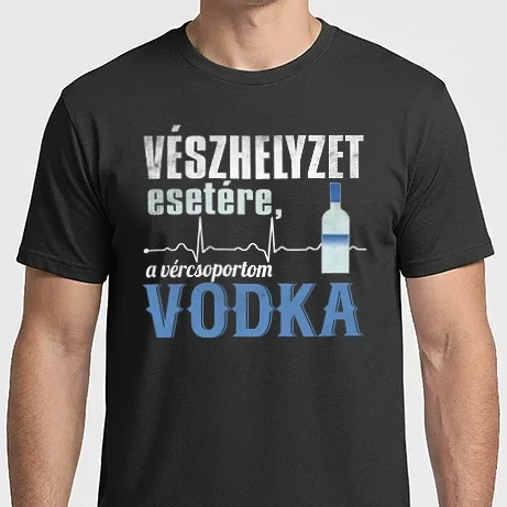 Férfi Imperial póló - Vészhelyzet esetére a vércsoportom vodka