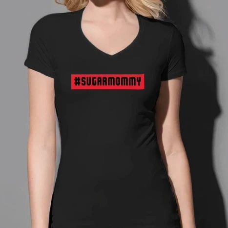Női prémium V-nyakú póló - sugar mommy