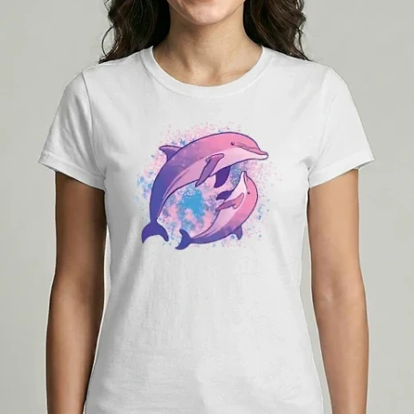 Női Imperial póló - Akvarell delfinek 