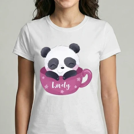 Női Imperial póló - Cuki panda csészében 