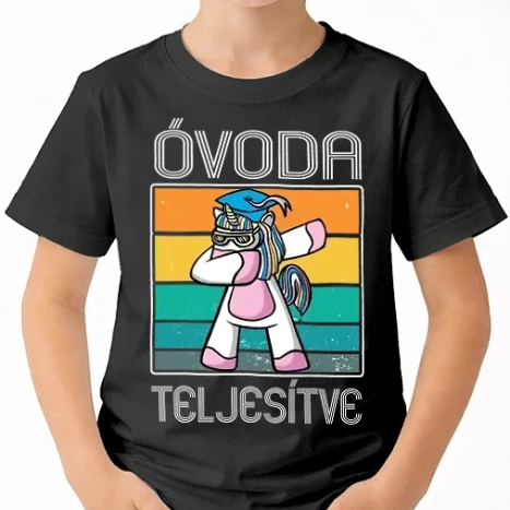 Uniszex gyerek Póló - Óvoda teljesítve unikornis