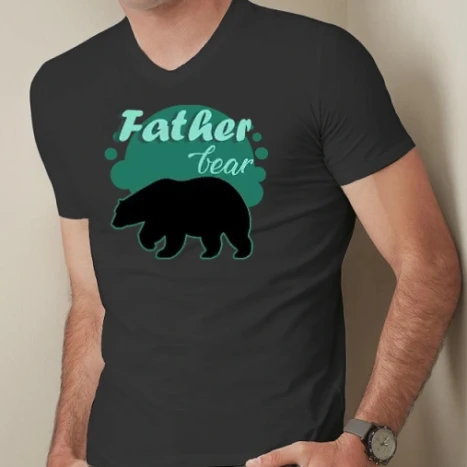 Férfi prémium fit V-nyakú póló - father bear