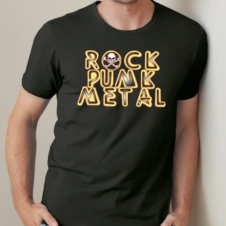 Férfi prémium fit kerek nyakú póló - Rock Punk Metal