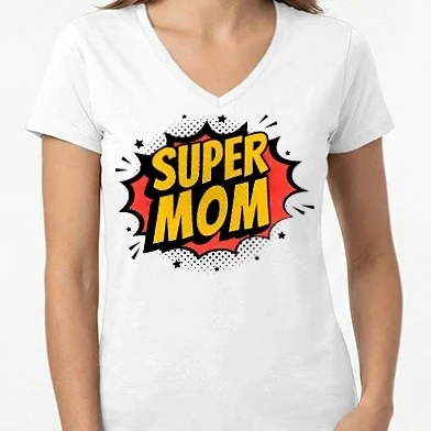 Női V-nyakú póló - Super Mom Comic