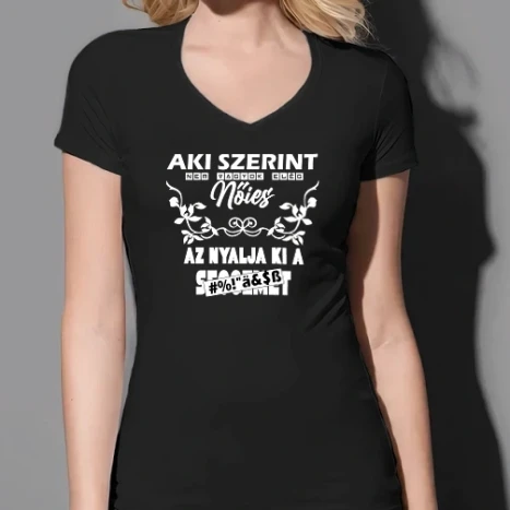 Női prémium V-nyakú póló - nőies fehér
