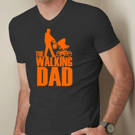 Férfi prémium fit V-nyakú póló - the walking dad orange