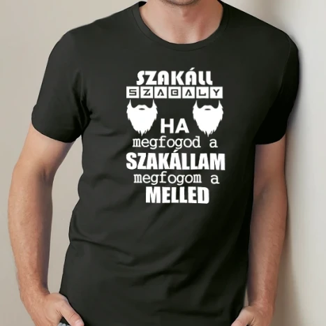 Férfi prémium fit kerek nyakú póló - szakáll szabály fehér
