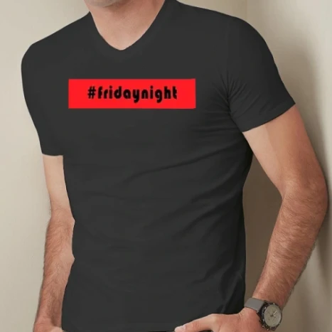 Férfi prémium fit V-nyakú póló - fridaynight2021-04-02