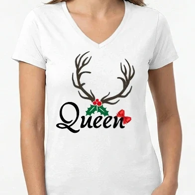 Női V-nyakú póló - Xmas queen