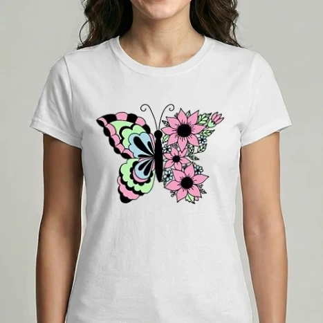 Női Imperial póló - Virágos pillangó 
