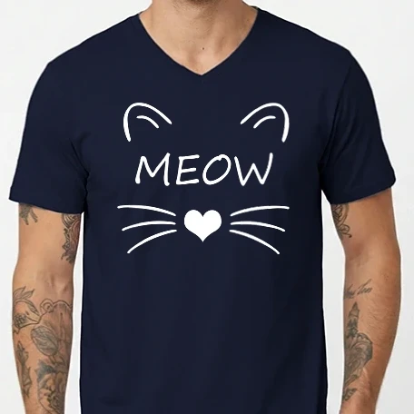 Férfi V-nyakú póló - MEOW
