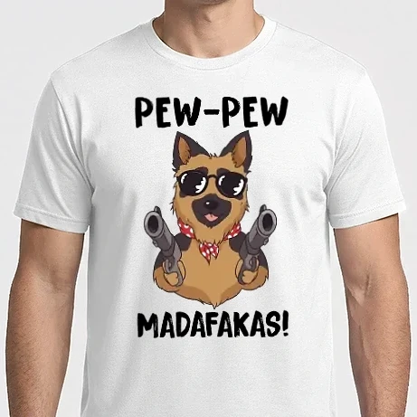 Férfi Imperial póló - Pew Pew Madafakas Németjuhász white