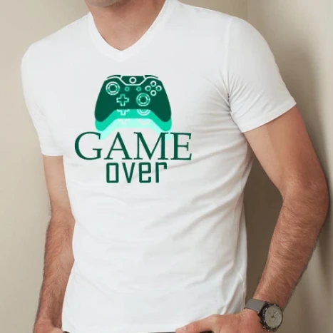 Férfi prémium fit V-nyakú póló - gamer kék
