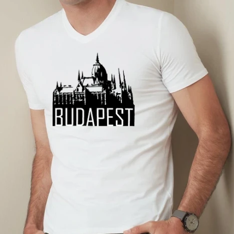 Férfi prémium fit V-nyakú póló - Budapest
