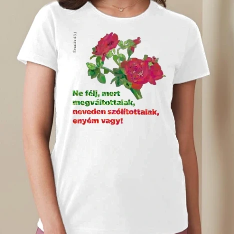 Női prémium kerek nyakú póló  - Névnapra - neveden szólítottalak - Ézsaiás 43:1