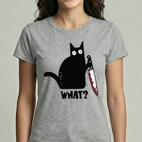 Női Imperial póló - What? cat with knife