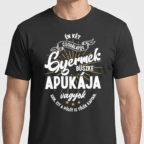 Férfi Imperial póló - Büszke apuka világos két gyermek