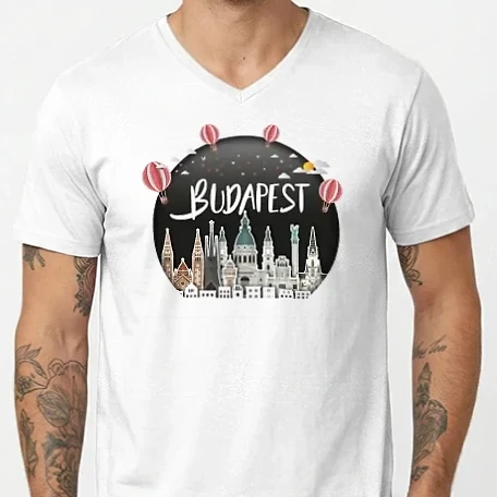 Férfi V-nyakú póló - Budapest