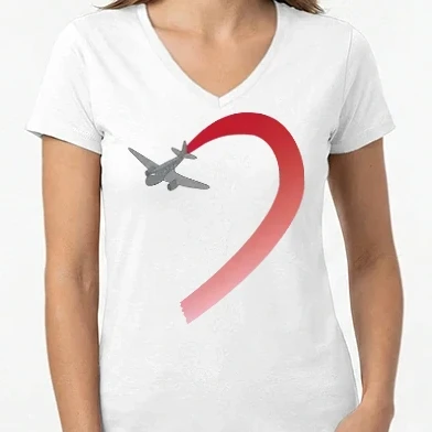 Női V-nyakú póló - Repülő szív (páros póló - lány)