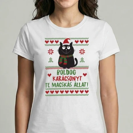 Női Imperial póló - Bolgog karácsonyt te macskás állat 2