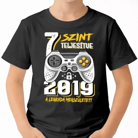 Uniszex gyerek Póló - GAMER szint teljesítve 7. 2019