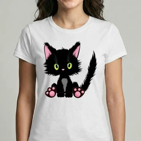 Női Imperial póló - Cuki fekete cica