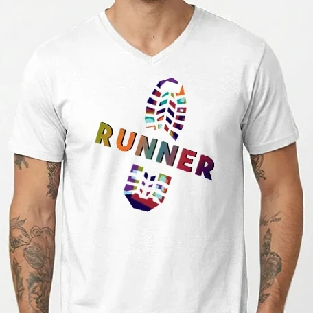 Férfi V-nyakú póló - Runner - Futó 