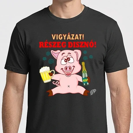 Férfi Imperial póló - Vigyázat Részeg Disznó