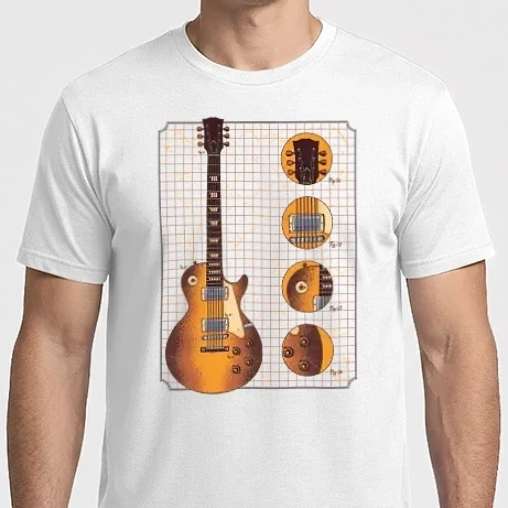 Férfi Imperial póló - Gibson Gitár rajz gold