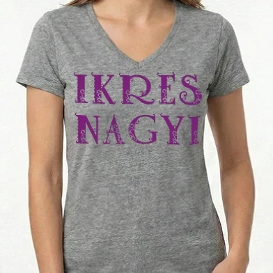 Női V-nyakú póló - Ikres nagyi