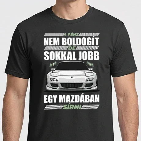 Férfi Imperial póló - A pénz nem boldogít de a mazdám igen (fehér)