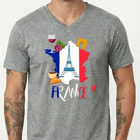 Férfi V-nyakú póló - France Franciaország